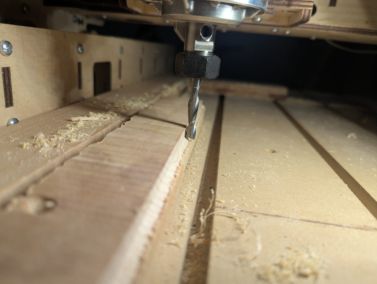 1/4 inch downcut endmill cutting wood showing clean edge