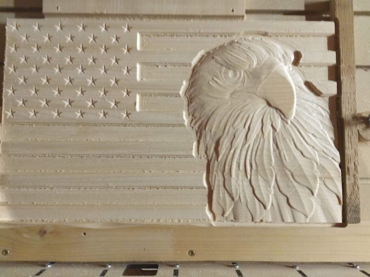 3D relief carving created with ball nose endmill bit