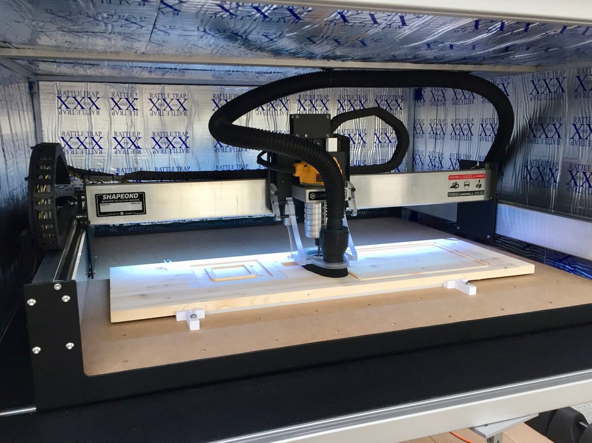 Hobby CNC router machine in home workshop