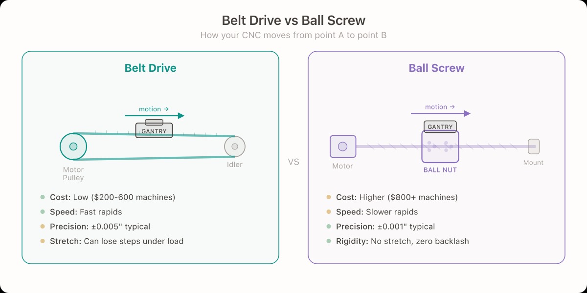 Belt drive vs ball screw comparison on CNC routers