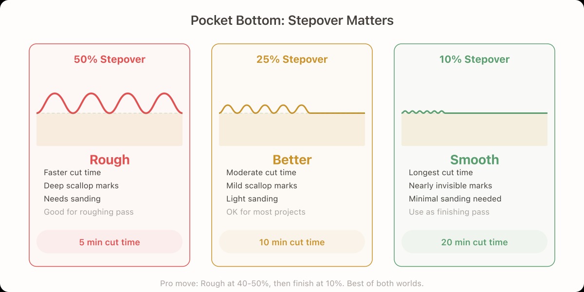 Rough ridged pocket bottom vs smooth pocket bottom
