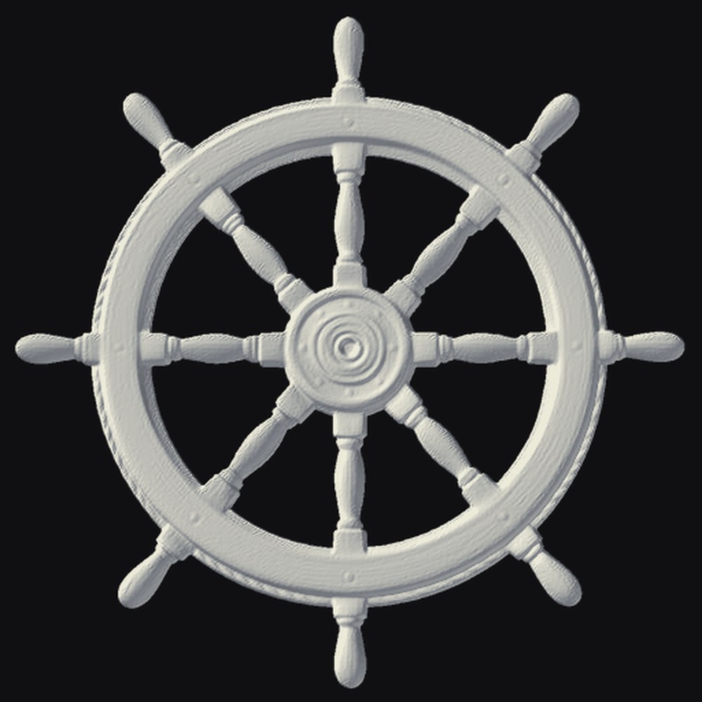 Ship's Wheel 3D relief heightmap preview for CNC carving